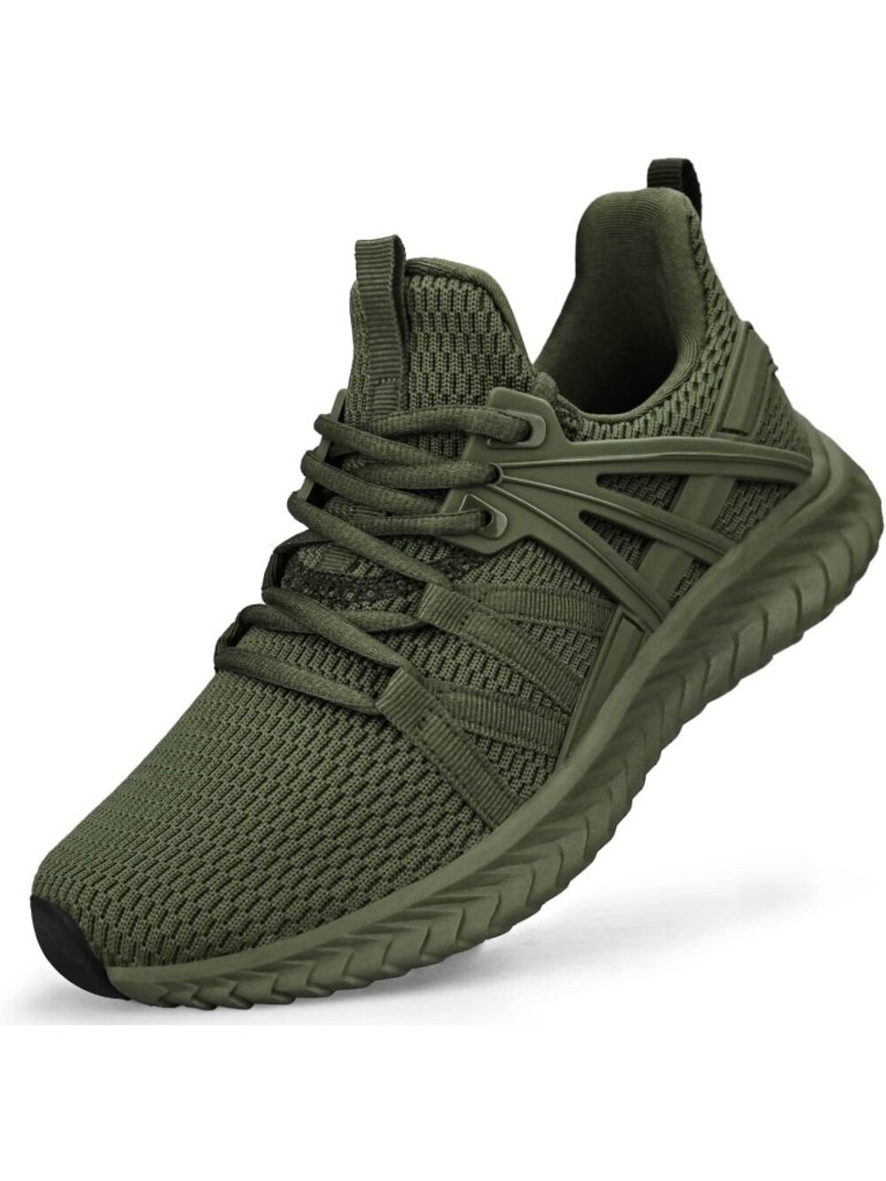 Women's Green Lightweight Mesh Running Walking Slip On Tennis Sneakers